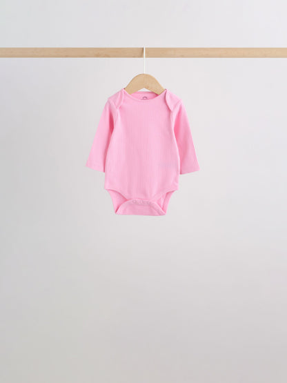 Dsiney Kidz - Pink/White Long Sleeve Baby Bodysuits 5 Pack image 3