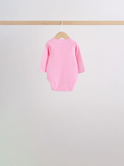 Dsiney Kidz - Pink/White Long Sleeve Baby Bodysuits 5 Pack image 6