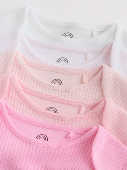 Dsiney Kidz - Pink/White Long Sleeve Baby Bodysuits 5 Pack image 9