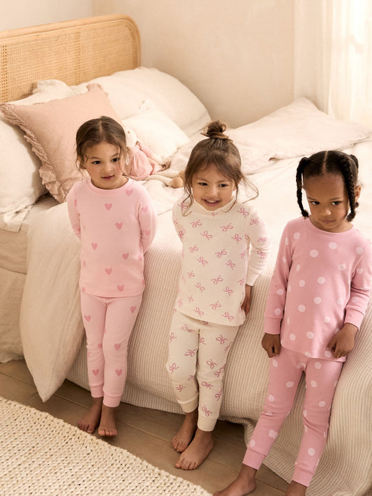 Pink/White Snuggle Pyjamas 3 Pack (9mths-12yrs) - image 1