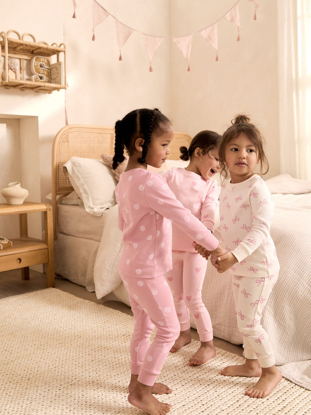 Pink/White Snuggle Pyjamas 3 Pack (9mths-12yrs) - image 2