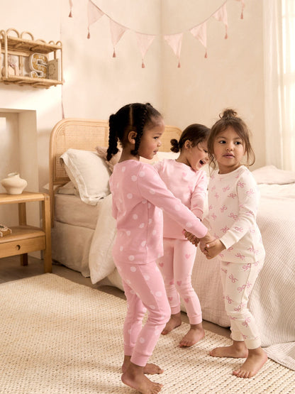 Pink/White Snuggle Pyjamas 3 Pack (9mths-12yrs) - image 2