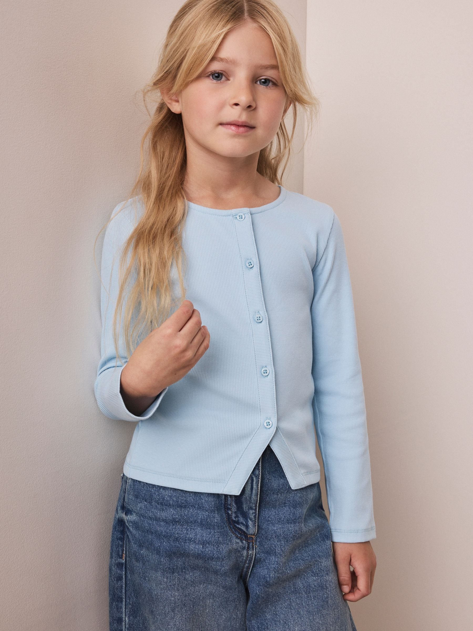 Dsiney Kidz - Blue Long Sleeve Ribbed Cardigan (3-16yrs) image 2