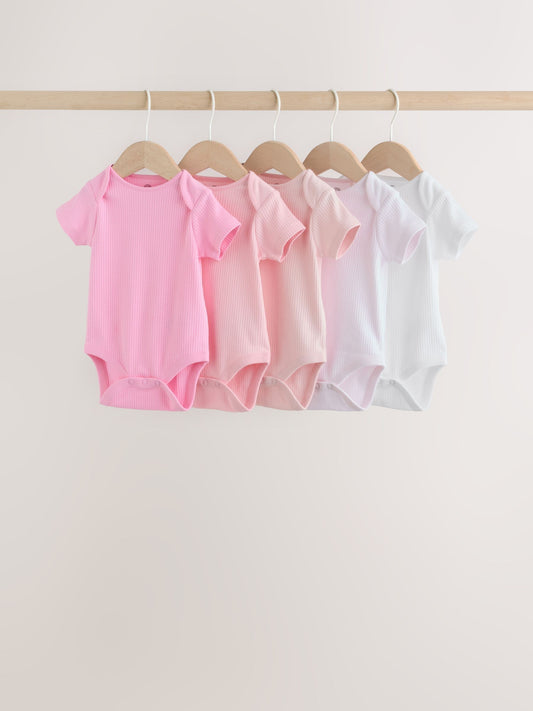 Dsiney Kidz - Pink/White Short Sleeve Baby Bodysuits 5 Pack image 1