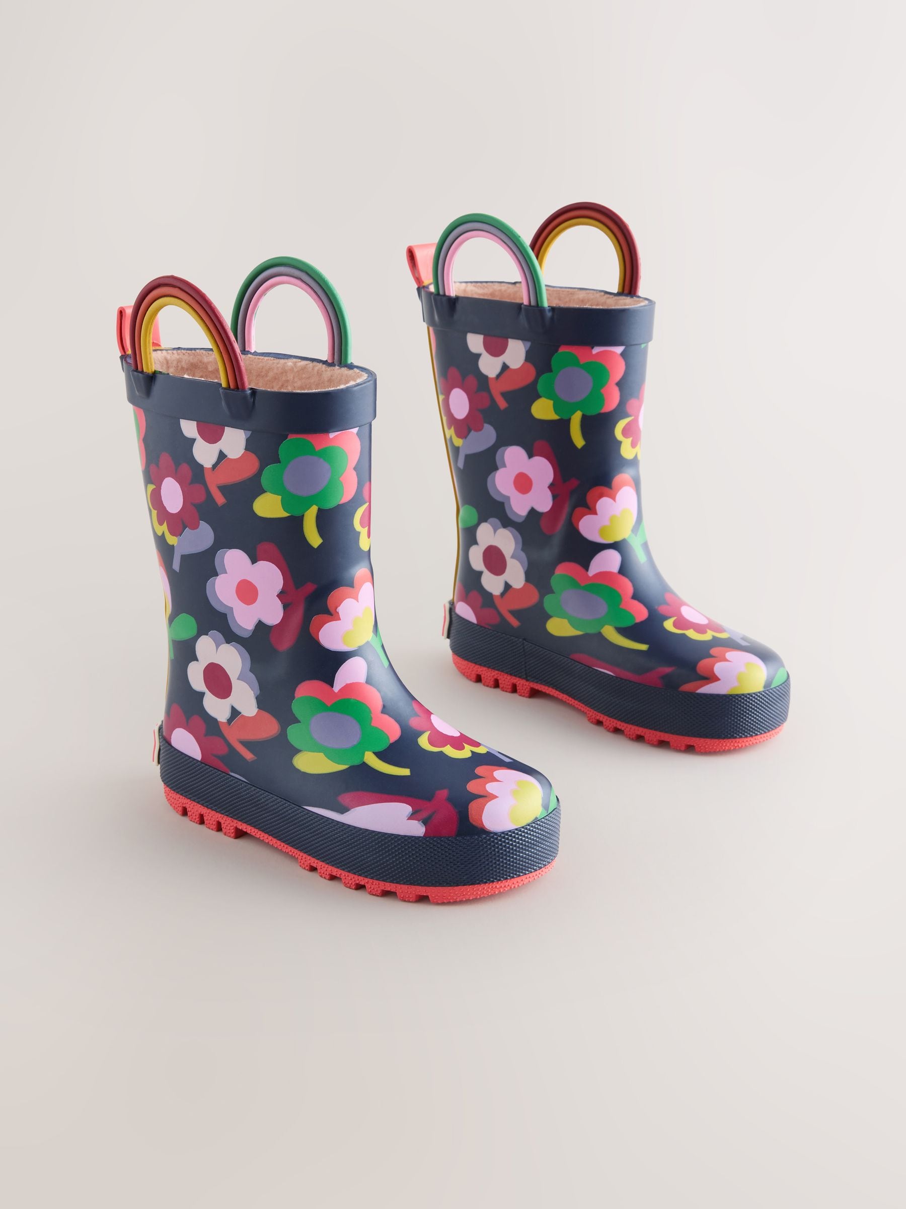 Navy Floral Handle Wellies image 1
