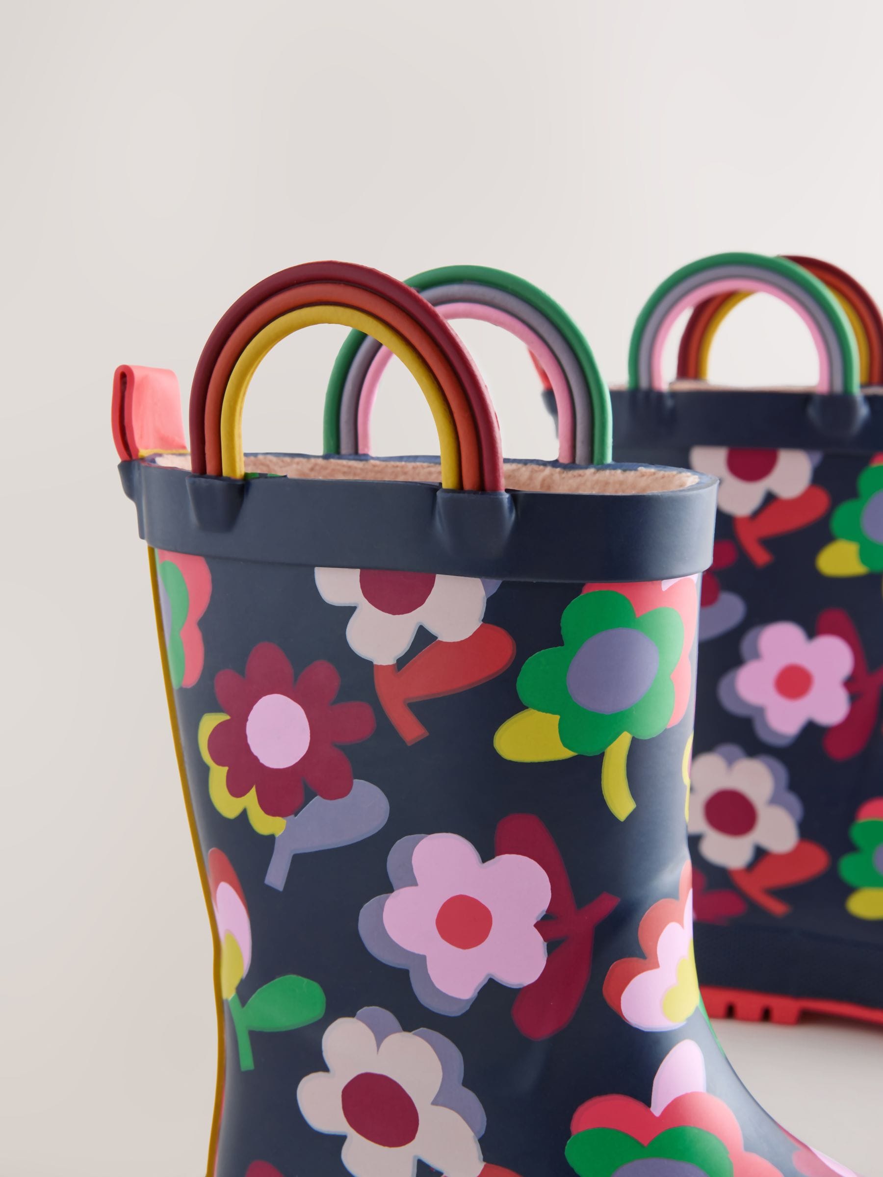 Navy Floral Handle Wellies image 5