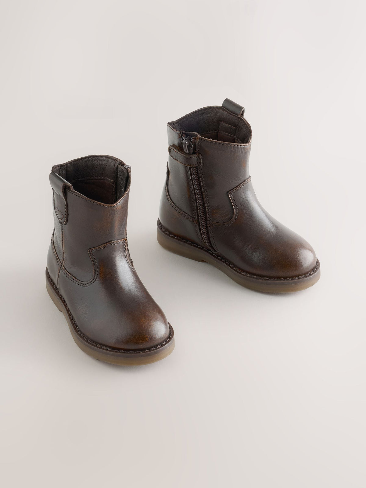 Chocolate Brown Standard Fit (F) Western Ankle Boots - image 1