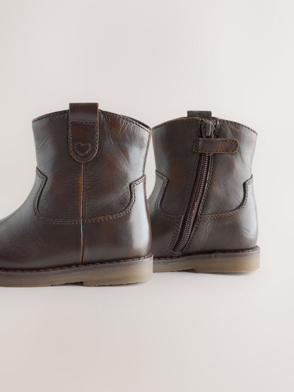 Chocolate Brown Standard Fit (F) Western Ankle Boots - image 4