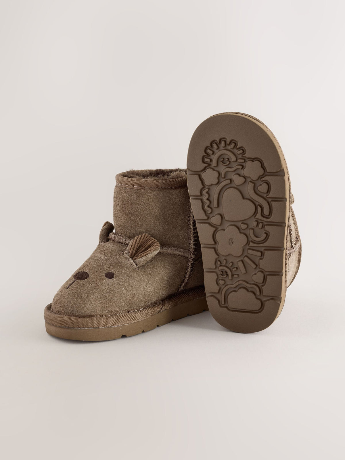Dsiney Kidz - Chocolate Brown Bear Wide Fit (G) Water Repellent Suede Pull On Boots image 3