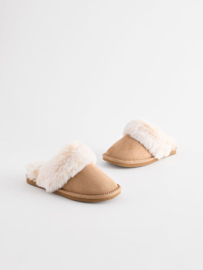 Tan Brown Mule Slippers image 1