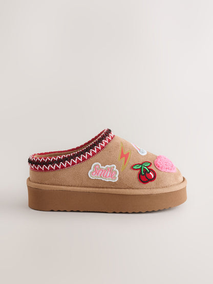 Tan Brown Badges Shoot Slippers image 2