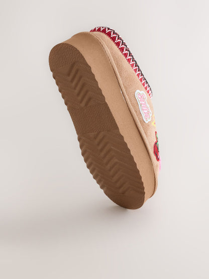 Tan Brown Badges Shoot Slippers image 3