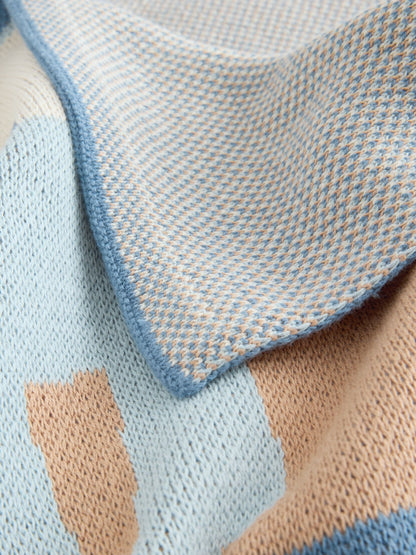 Blue/Brown Dino Scene Knitted Baby Blanket - image 3