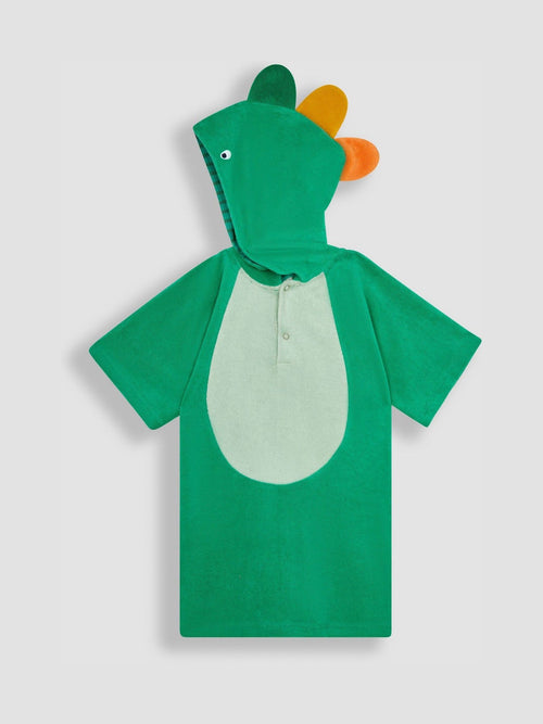 JoJo Maman Bébé Green Dinosaur Character Hooded Poncho Towel image 1