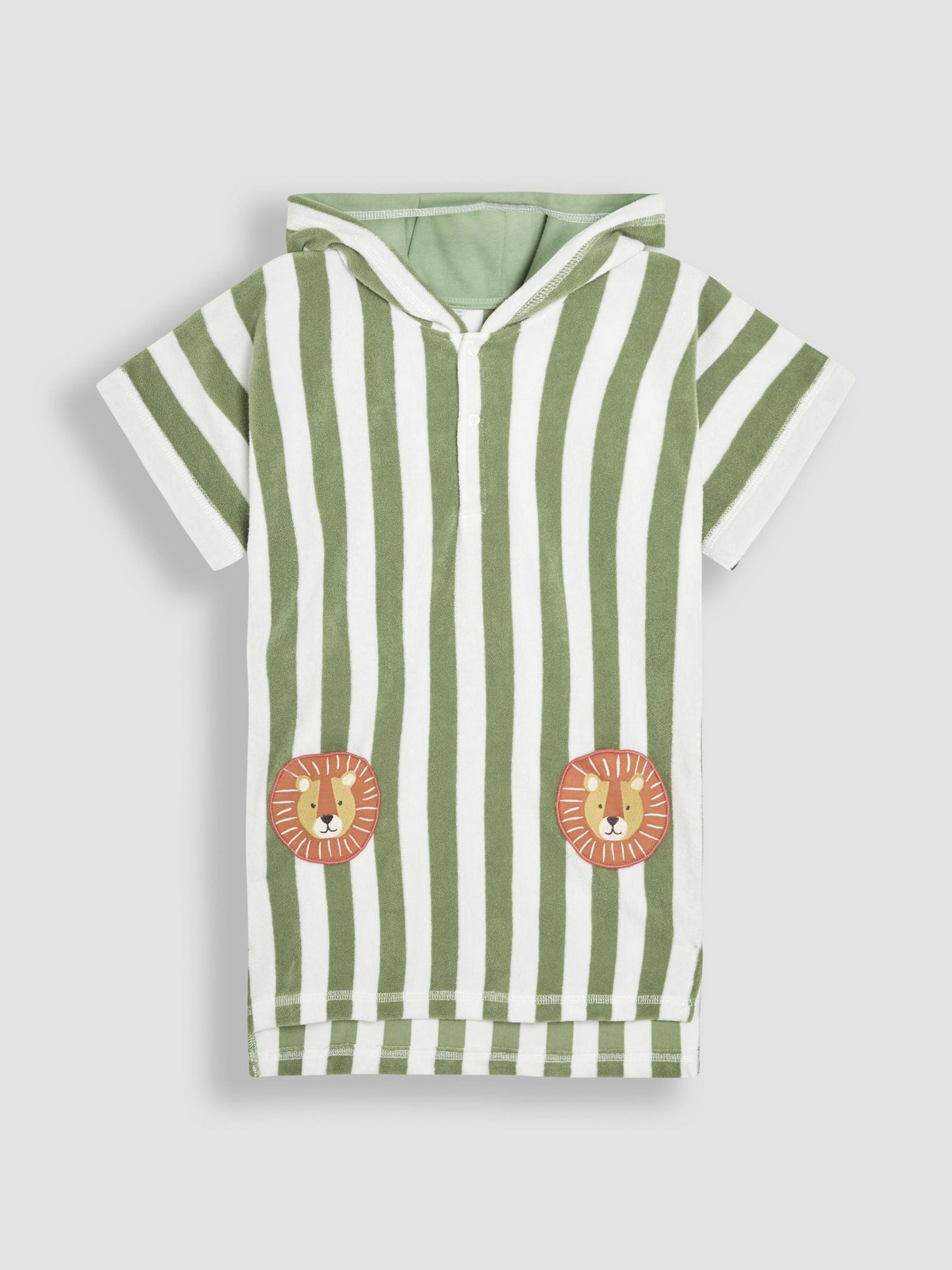JoJo Maman Bébé Green Stripe Lion Hooded Poncho Towel image 1