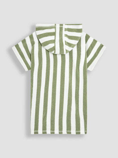 JoJo Maman Bébé Green Stripe Lion Hooded Poncho Towel image 2