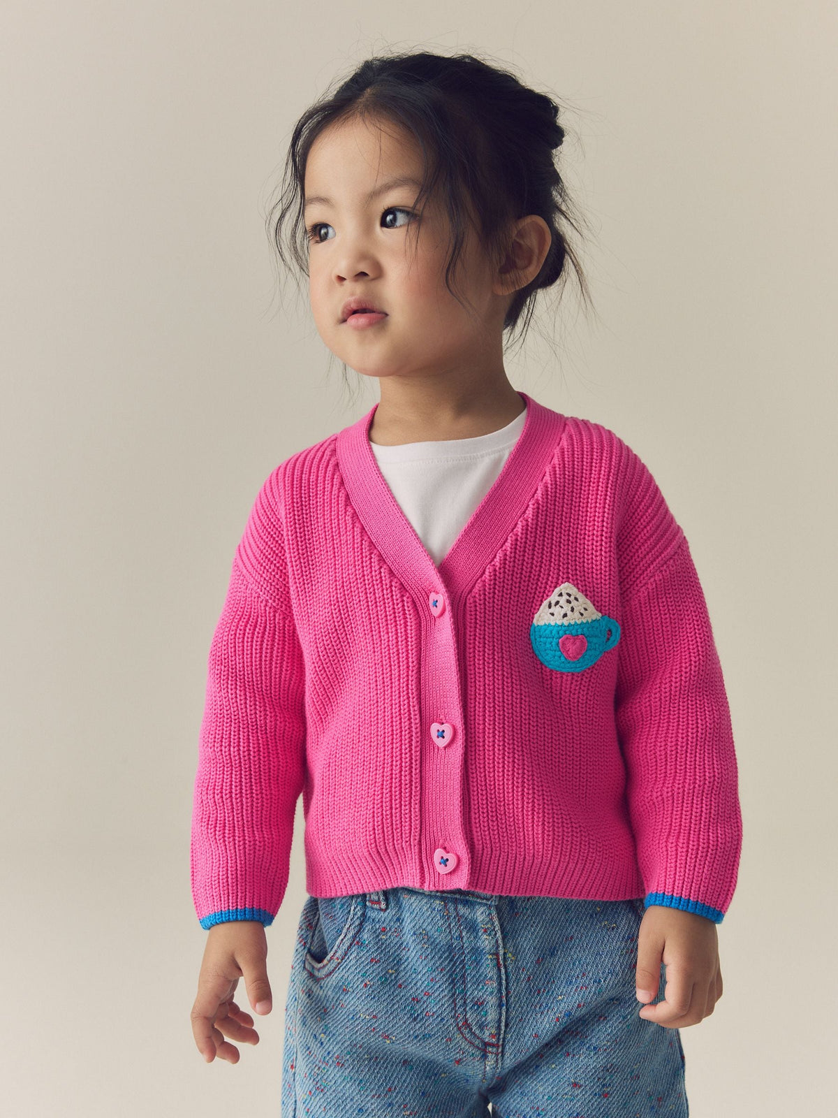 Dsiney Kidz - Pink Hot Chocolate V-Neck Cardigan (3mths-7yrs) image 3