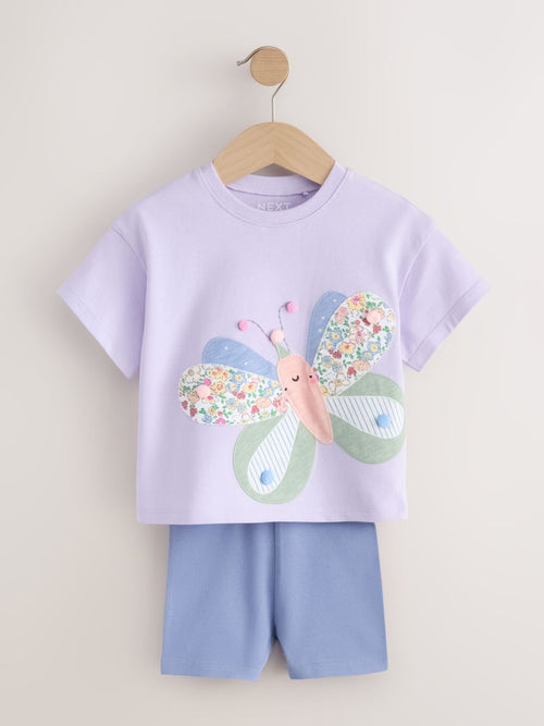 Dsiney Kidz - Lilac Purple Butterfly Top and Shorts Set (3mths-7yrs) image 1