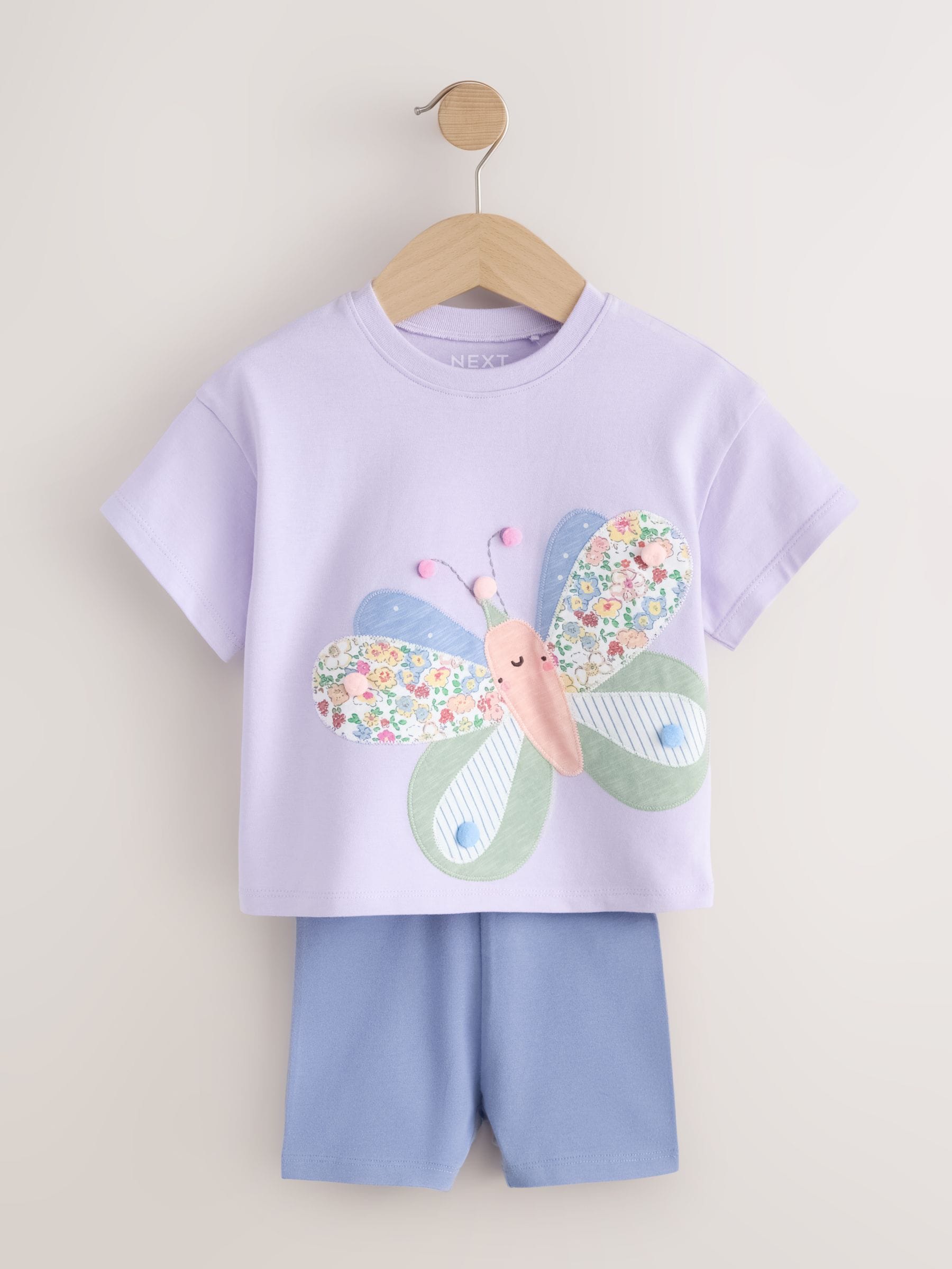 Lilac Purple Butterfly Top and Shorts Set (3mths-7yrs) image 1