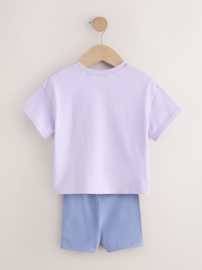 Lilac Purple Butterfly Top and Shorts Set (3mths-7yrs) image 3