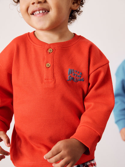 Navy/Red/Blue Check Woven Bottom Pyjamas 3 Pack (9mths-12yrs) - image 3