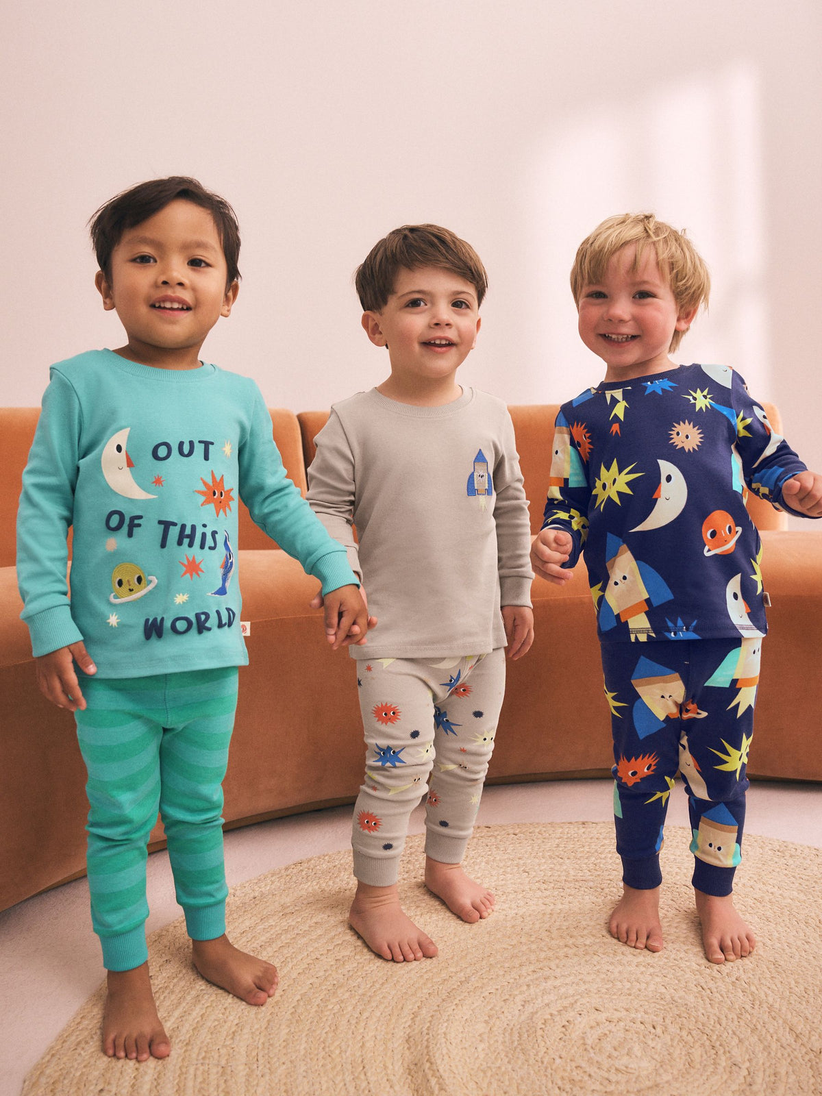Dsiney Kidz - Ecru/Navy/Green Spaceship Relaxed Snuggle Pyjamas 3 Pack (9mths-10yrs) image 1