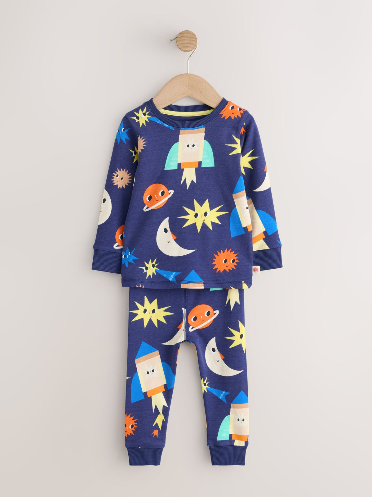 Dsiney Kidz - Ecru/Navy/Green Spaceship Relaxed Snuggle Pyjamas 3 Pack (9mths-10yrs) image 6