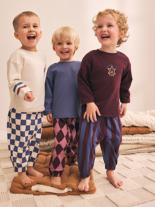 Dsiney Kidz - Burgundy/Ecru/Blue Oversized Pyjamas 3 Pack (9mths-10yrs) image 1
