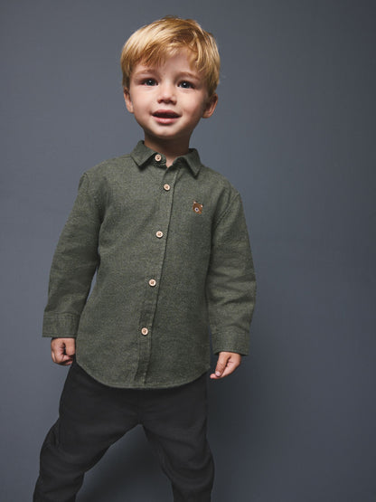 Dsiney Kidz - Green Bear Long Sleeve Melange Brushed Character Shirt (3mths-7yrs) image 1