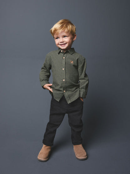 Dsiney Kidz - Green Bear Long Sleeve Melange Brushed Character Shirt (3mths-7yrs) image 2