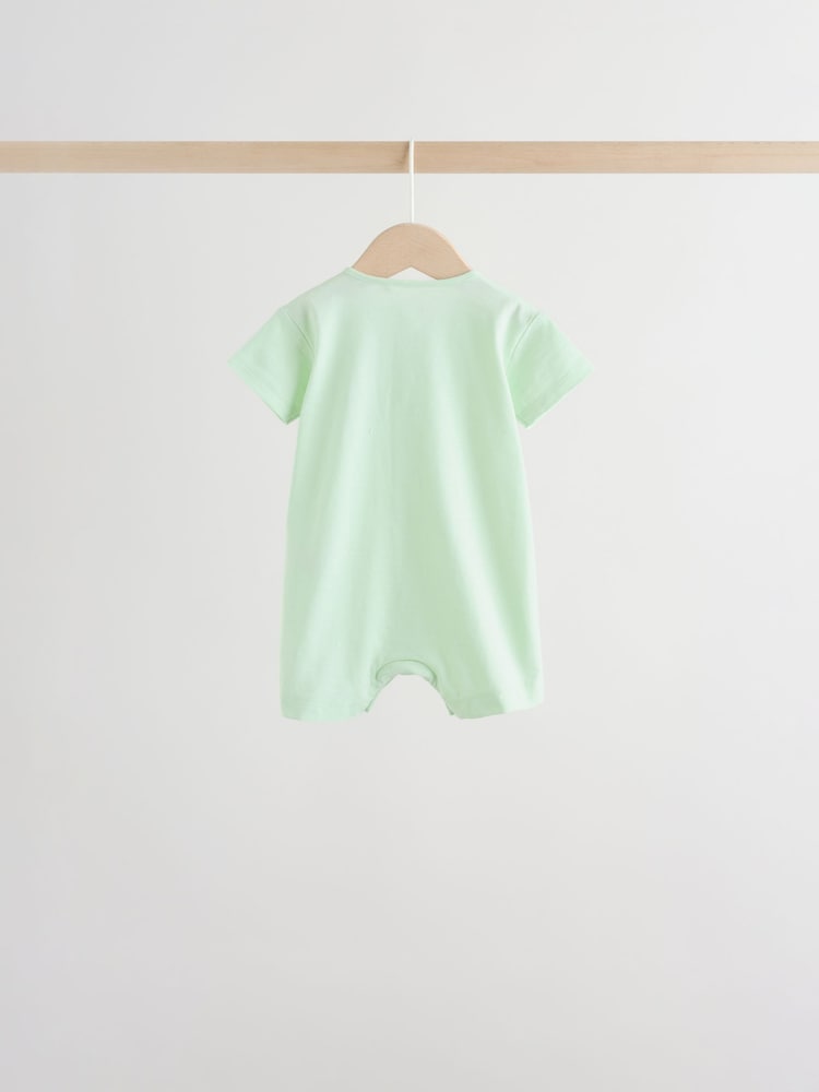 Green Blue Safari Animal Jersey Baby Rompers 4 Pack Immediate