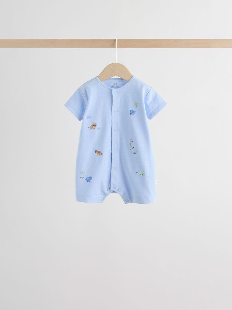 Green Blue Safari Animal Jersey Baby Rompers 4 Pack Immediate