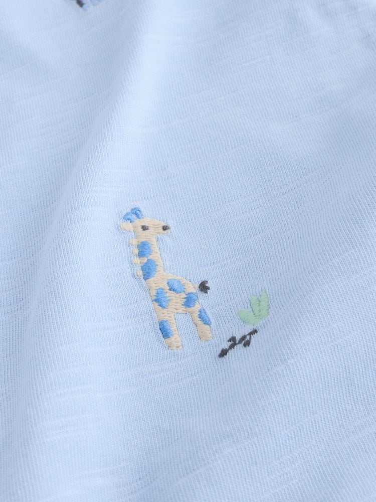 Green Blue Safari Animal Jersey Baby Rompers 4 Pack Immediate