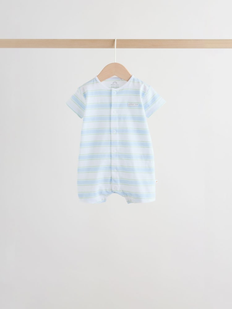 Green Blue Safari Animal Jersey Baby Rompers 4 Pack Immediate