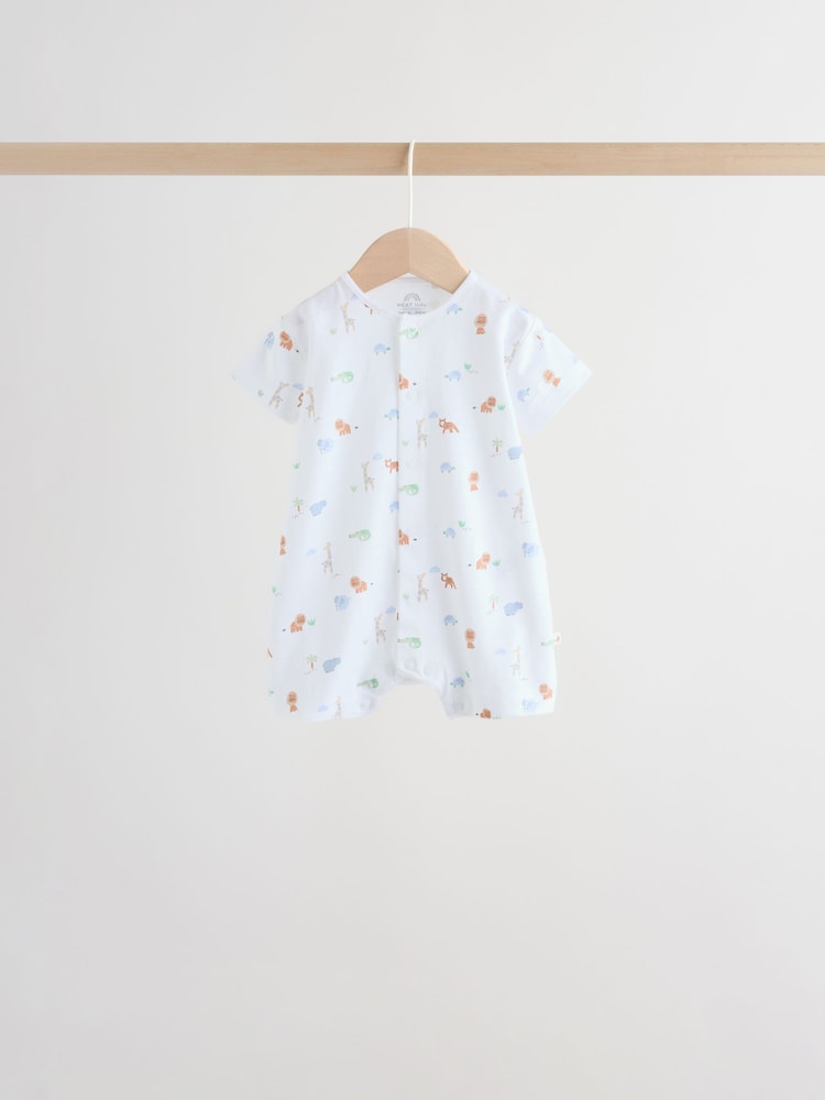 Green Blue Safari Animal Jersey Baby Rompers 4 Pack Immediate