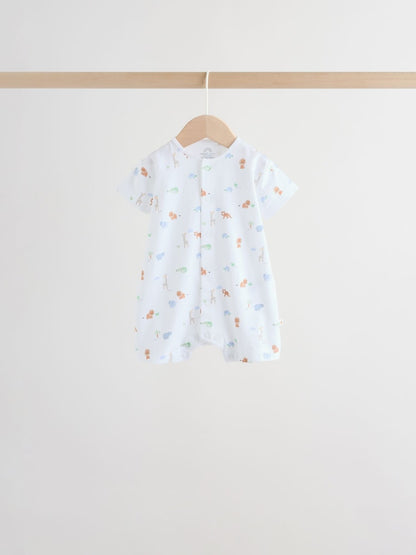Green Blue Safari Animal Jersey Baby Rompers 4 Pack Immediate