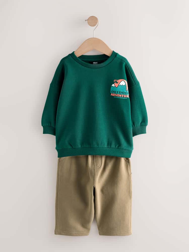 Green Sweatshirt and Utility Joggers Set Immediate