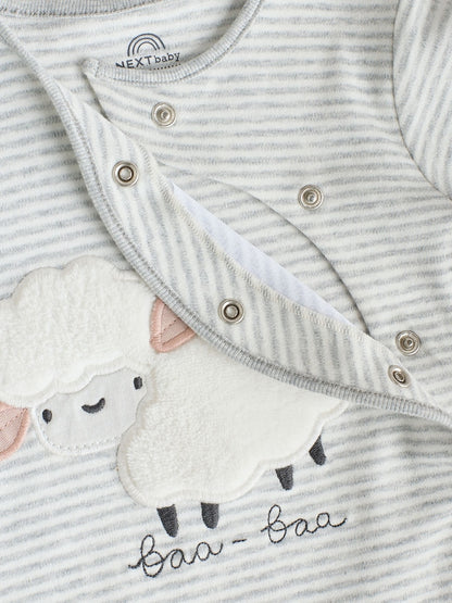 Grey Baby Popper Sleepsuits 3 Pack