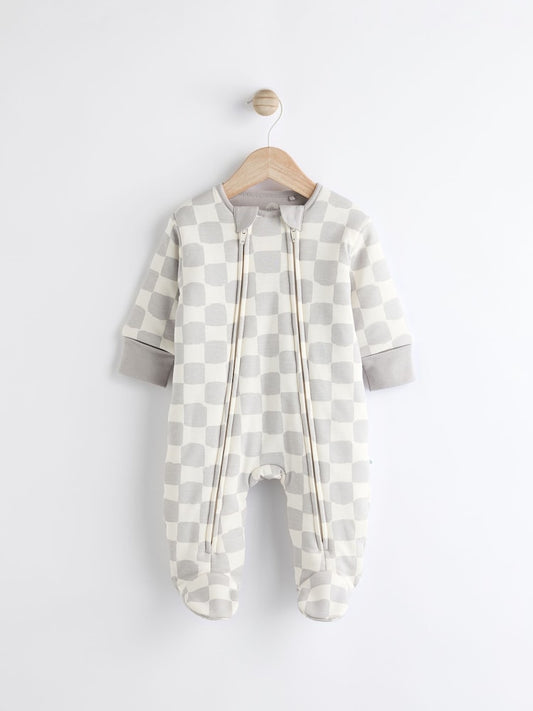 Grey Checkerboard 2.5 TOG Wadded Baby Sleepsuit