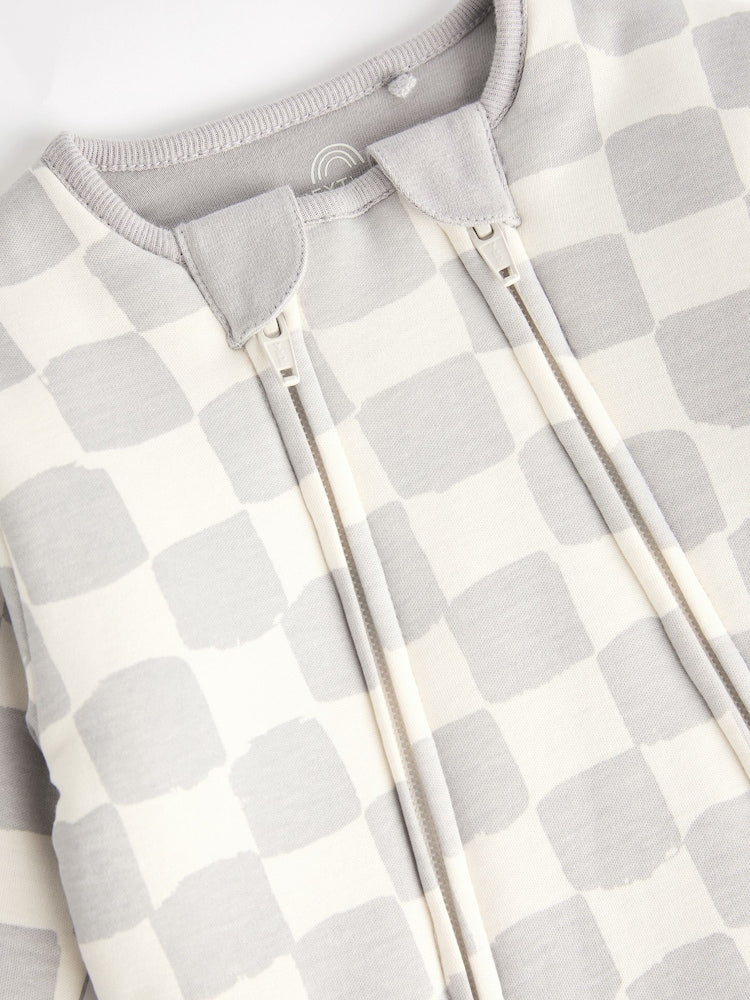 Grey Checkerboard 2.5 TOG Wadded Baby Sleepsuit