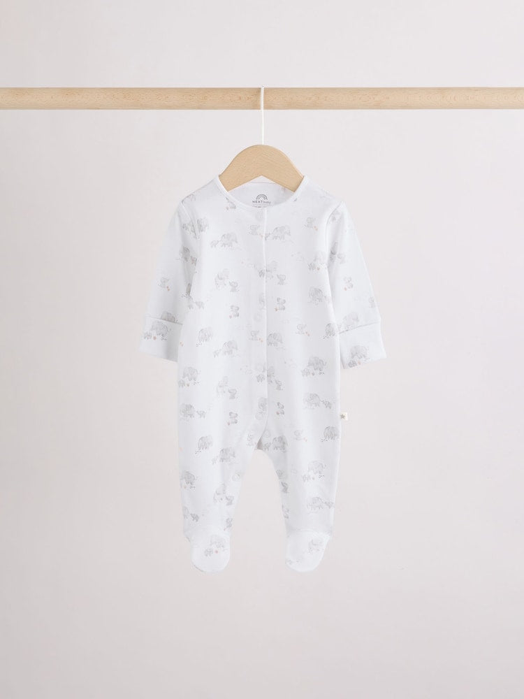 Grey Elephant Baby Sleepsuits 3 Pack (0-2yrs)