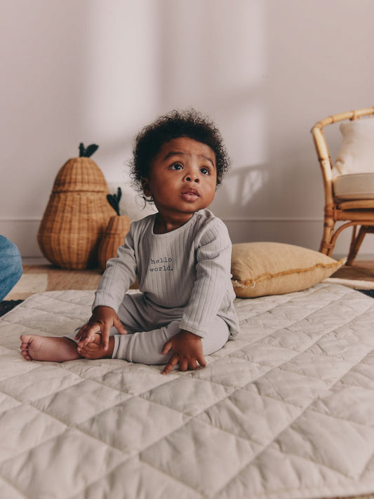 Grey Hello World Top and Leggings Baby Set (0-18mths)