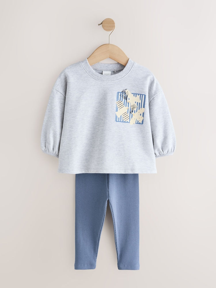 Grey Marl Long Sleeve Top and Leggings Set Immediate