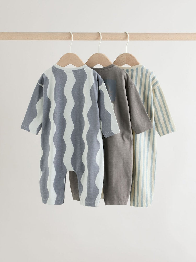 Grey Scandi Cactus Baby Rompers 3 Pack