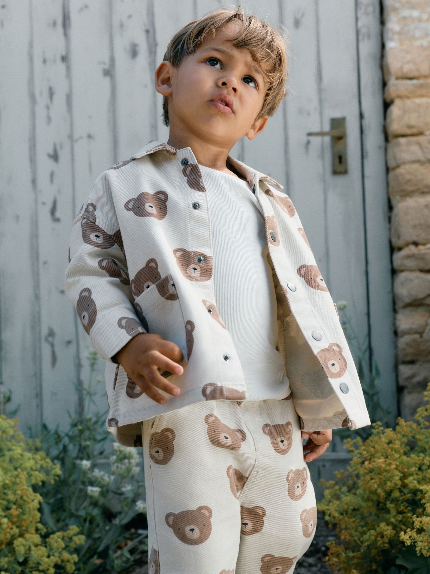 Dsiney Kidz - Ecru Bear Print Twill Printed Overshirt (3mths-7yrs) image 1