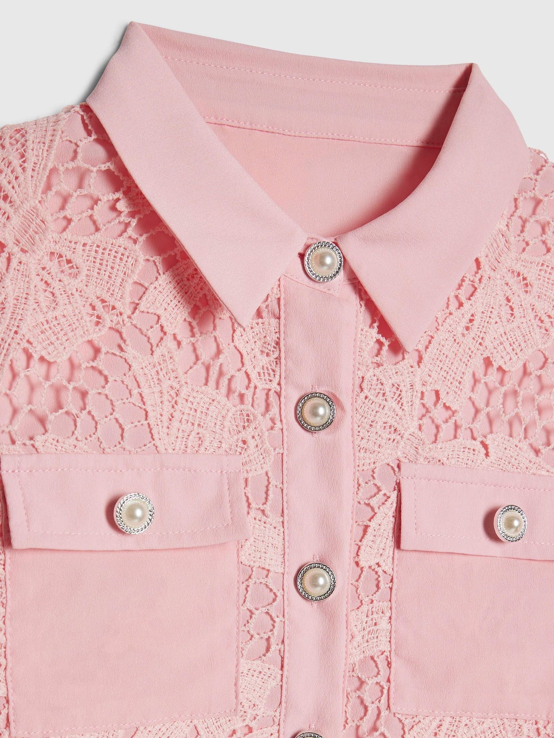 Dsiney Kidz - River Island Pink Lace Blouse and Shorts Set image 4