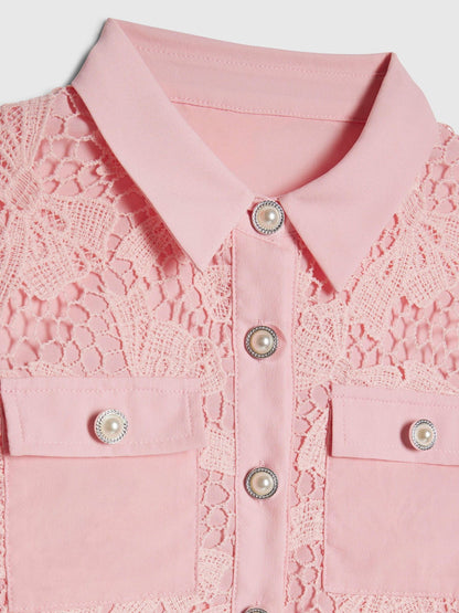 Dsiney Kidz - River Island Pink Lace Blouse and Shorts Set image 4