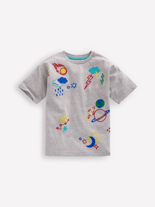 Boden Grey Relaxed Embroidered T-Shirt image 1