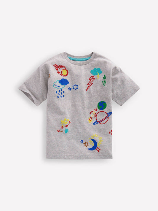 Boden Grey Relaxed Embroidered T-Shirt image 1