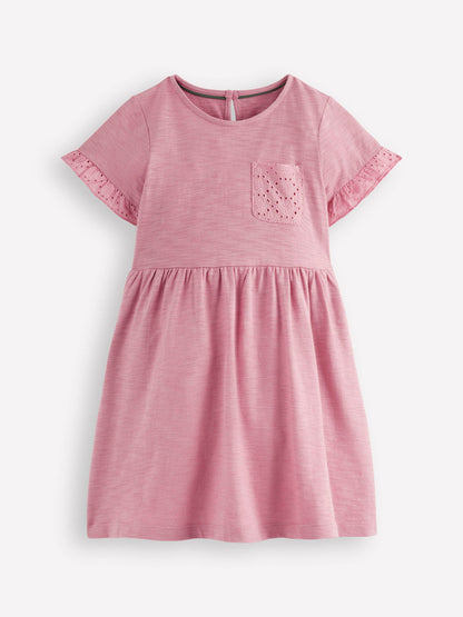 Boden Pink Broderie Pocket Jersey Dress image 1